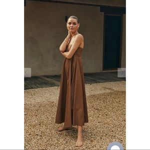 DISSH TEMPEST CHOCOLATE POPLIN MIDI DRESS